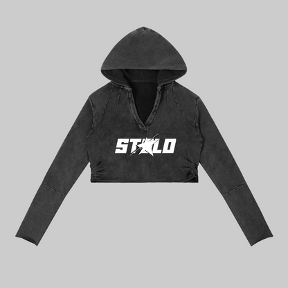 Stolo Clothing Co STARCHILD Open Chest Cropped Vintage Washed Raw Edge Hoodie
