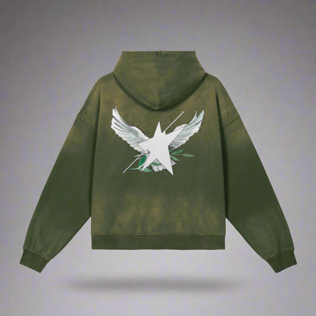 Limited Edition Stolo Clothing Co Birdies Hand-Frayed Pure Cotton Double Zip Up Hoodie