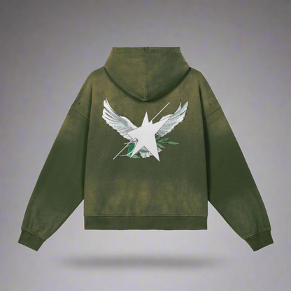 Limited Edition Stolo Clothing Co Birdies Mineral Green Sun Faded Hand Frayed Hoodie
