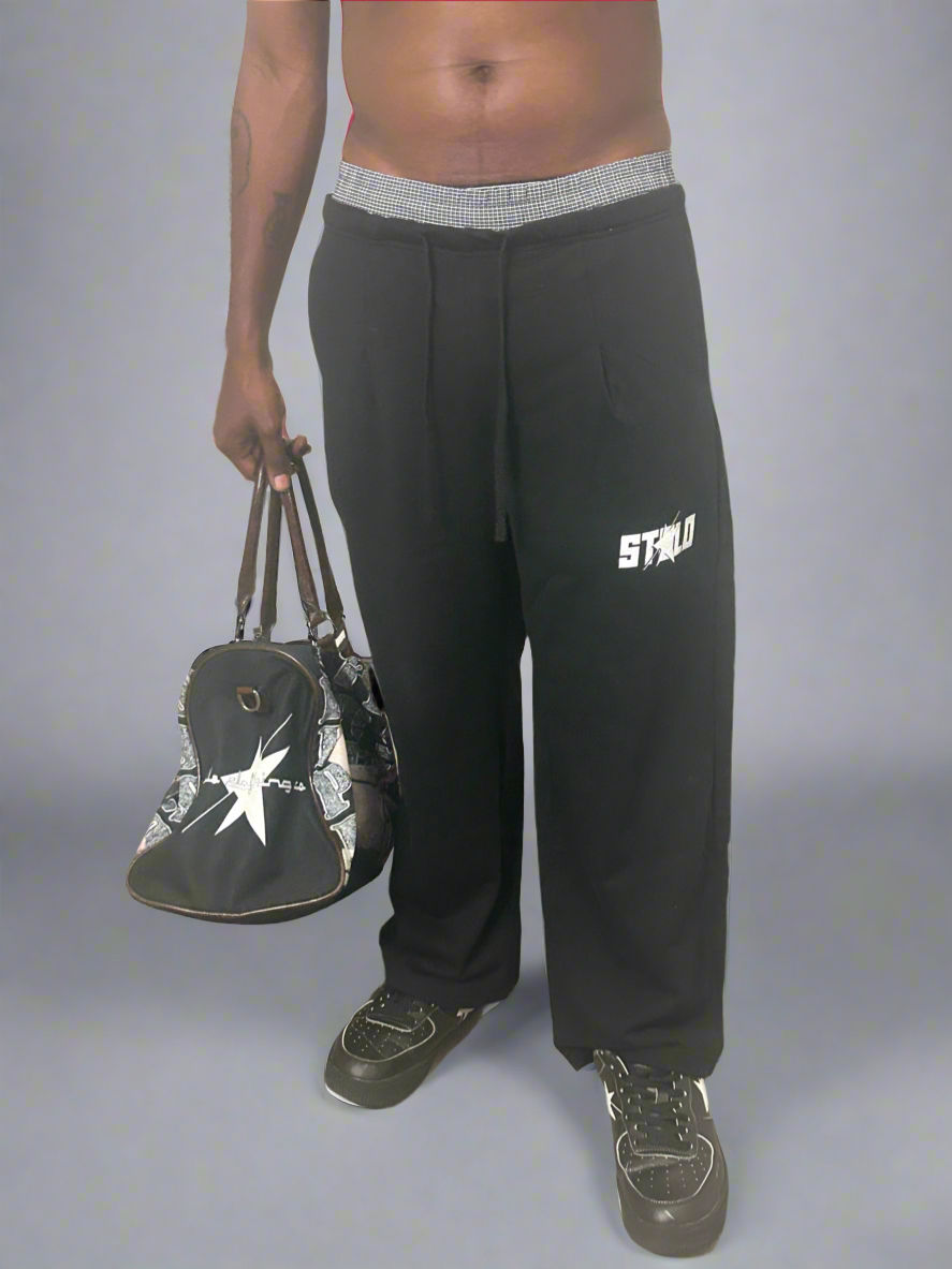 Stolo Clothing Co STARCHILD Double Waist Band Baggy Sweatpants With Plaid Boxers