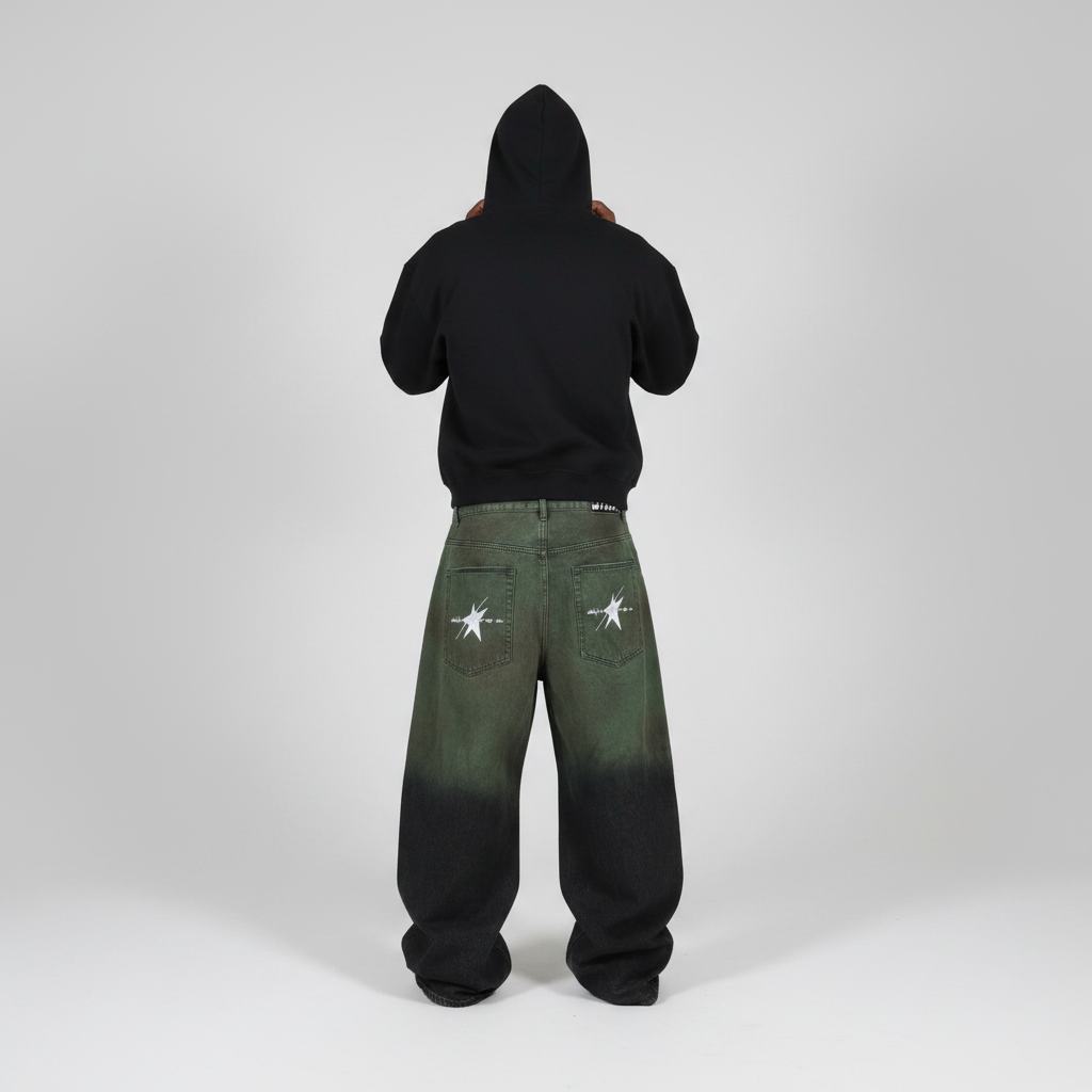 Stolo Clothing Co STARCHILD Aurora Baggy Unisex Faded Green Denim Jeans