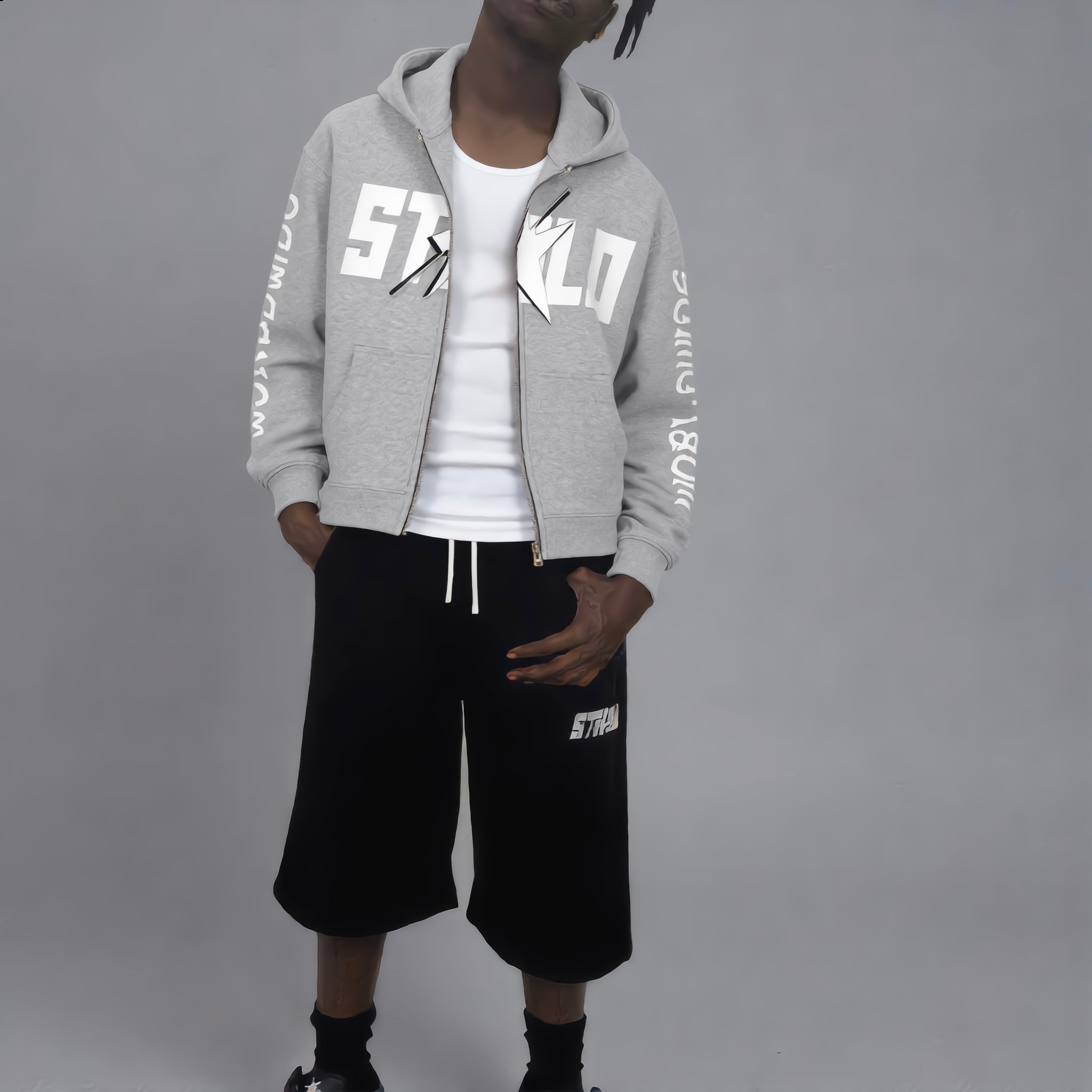 Stolo Clothing Co STARCHILD X WORLDWIDE Heavyweight Boxy Double Zip Fleece Zip-Up Hoodie (380GSM)