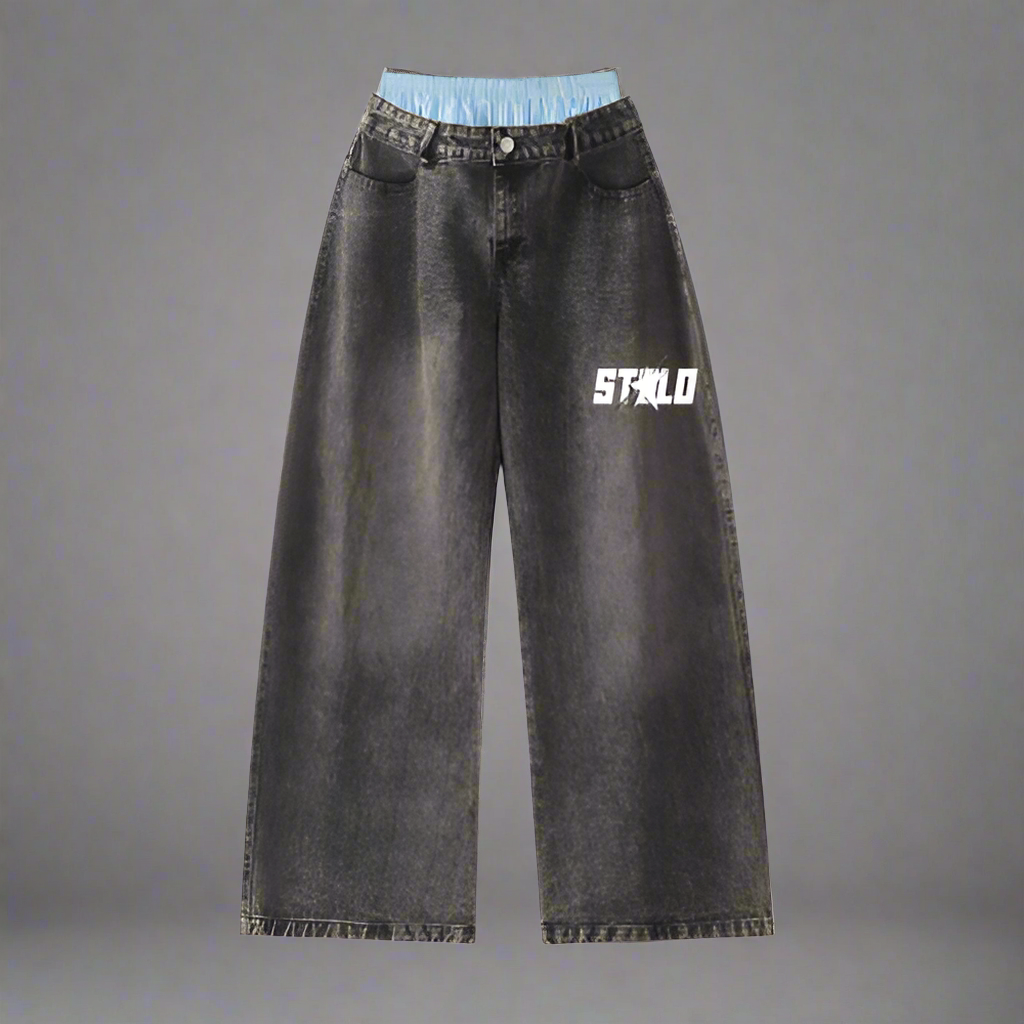Stolo Clothing Co STARCHILD  Hand Faded Baggy Jeans With Boxer Waistband (Unisex)
