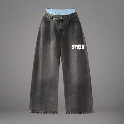 Stolo Clothing Co STARCHILD  Hand Faded Baggy Jeans With Boxer Waistband (Unisex)