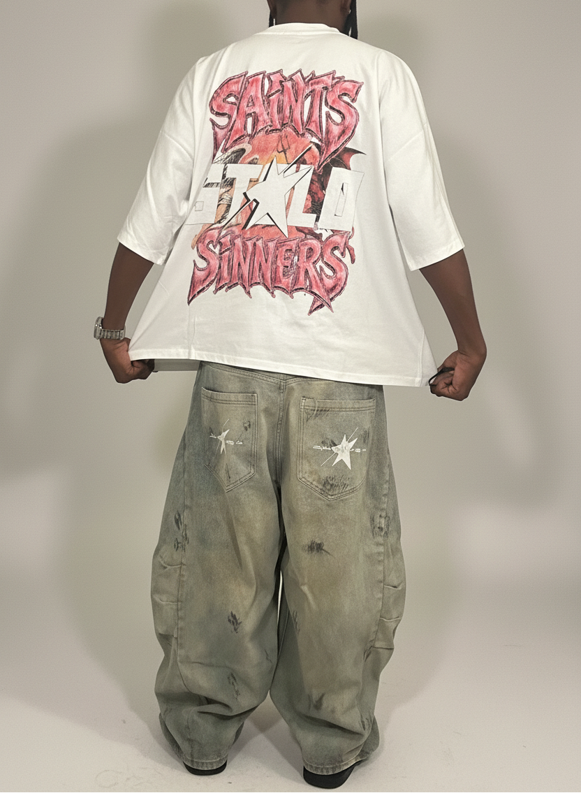 Stolo Clothing Co SAINTS VS SINNERS Oversized Boxy Tee (300GSM)