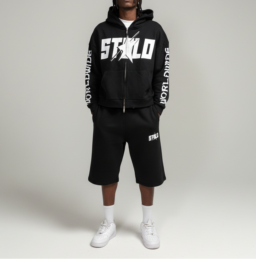 Stolo Clothing Co STARCHILD REBORN X WORLDWIDE Boxy Double Zip-Up Fleece Hoodie (380GSM)