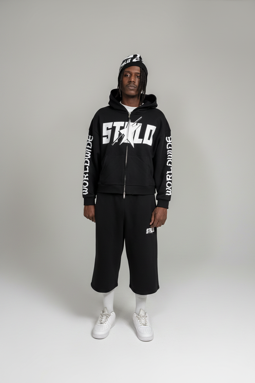 Stolo Clothing Co STARCHILD REBORN X WORLDWIDE Boxy Double Zip-Up Fleece Hoodie (380GSM)