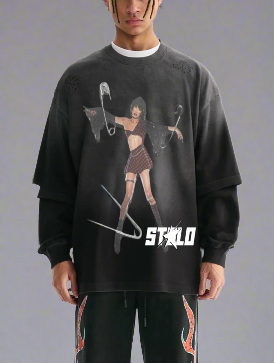 Stolo Clothing Co PAIN PIN Sunfaded Hand-Frayed Two-Piece Tee