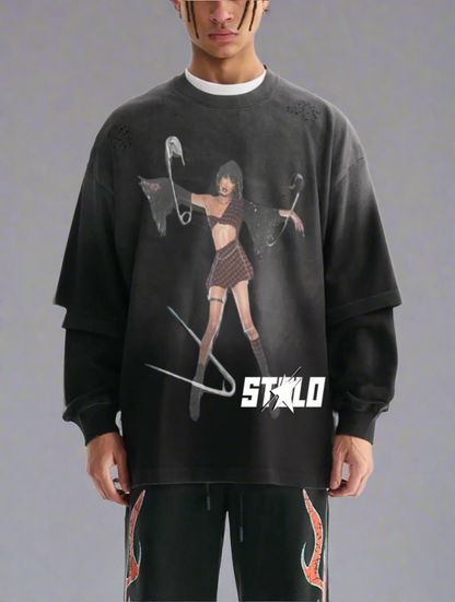 Stolo Clothing Co PAIN PIN Sunfaded Hand-Frayed Two-Piece Tee