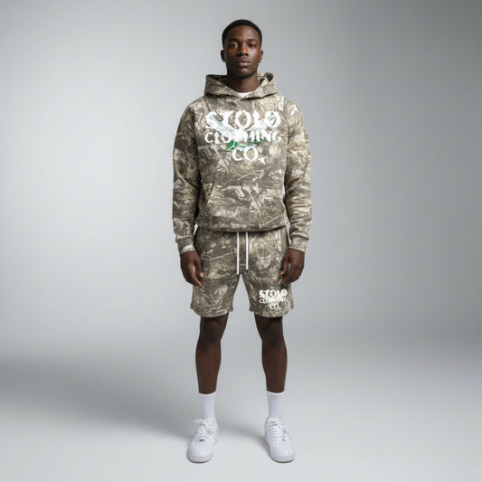 Stolo Clothing Co Birdies French Terry Tree Print Camo Hoodie