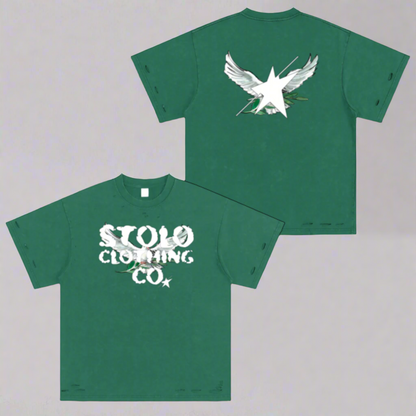 Limited Edition Stolo Clothing Co Birdies Heavyweight Snow Washed Hand-Frayed Tee