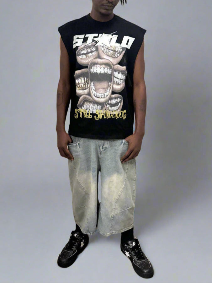 Stolo Clothing Co STILL SHINNING Raw Edge Cotton Tank Top Tee