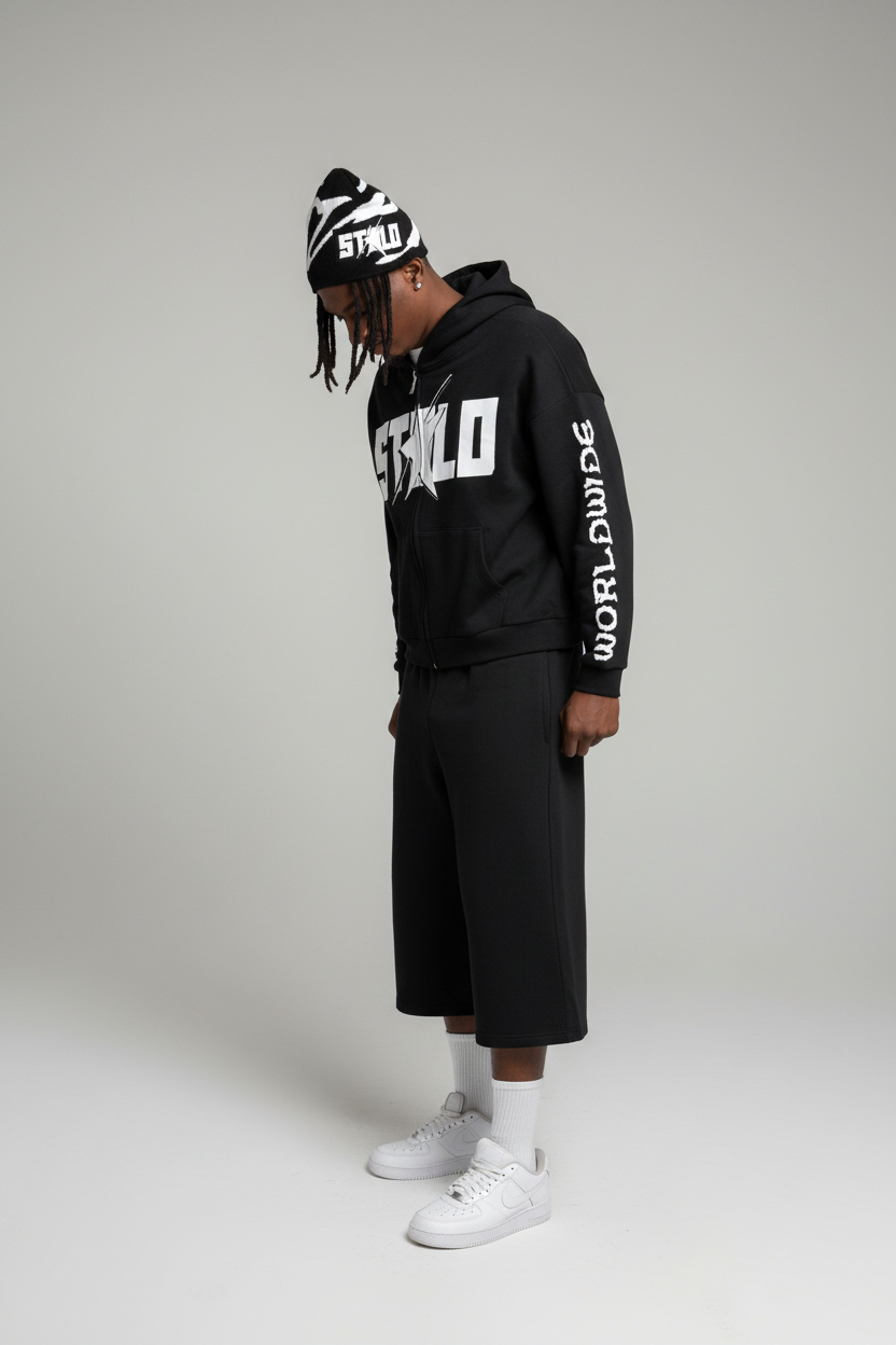 Stolo Clothing Co STARCHILD REBORN X WORLDWIDE Boxy Double Zip-Up Fleece Hoodie (380GSM)