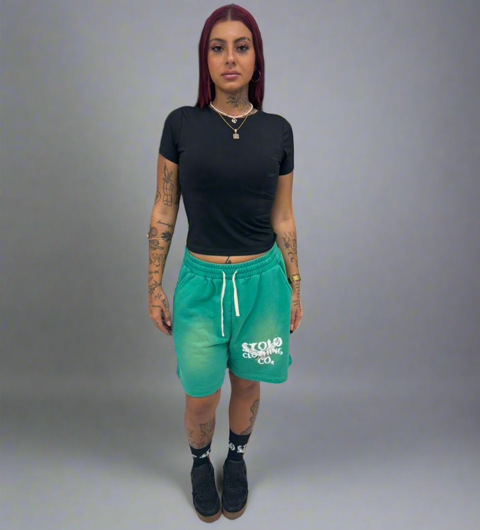 Stolo Clothing Co Birdies Sun Faded Raw Edge Cotton Shorts