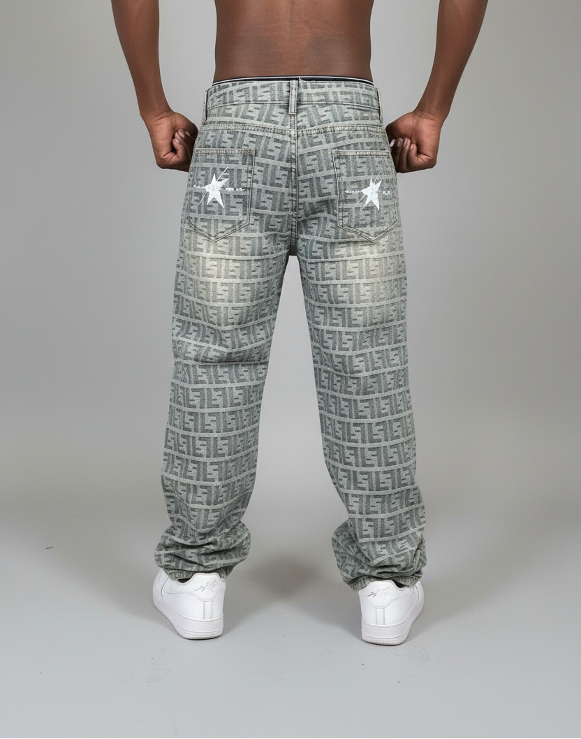 Stolo Clothing Co Monogram Straight Leg Denim Jeans