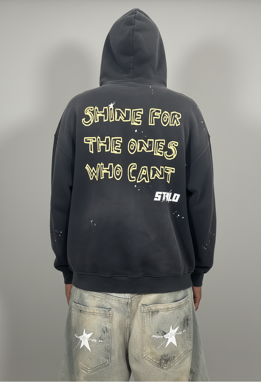 Stolo Clothing Co Still Shining Vintage Washed Hand Frayed Fleece Hoodie