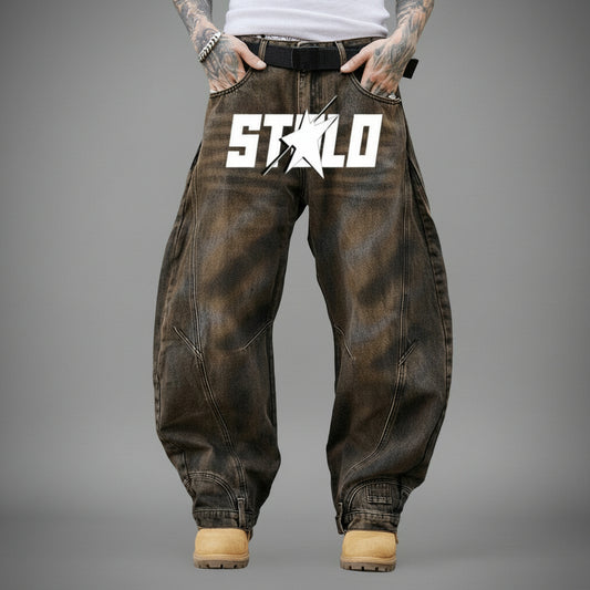 Stolo Clothing Co STARCHILD Reversed Bottom Washed Baggy Curve Blade Unisex Denim Jeans