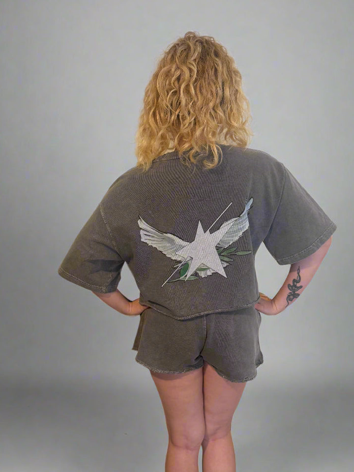 Stolo Clothing Co Birdies Snow Washed Raw Edge Drawstring Shorts (280 GSM)