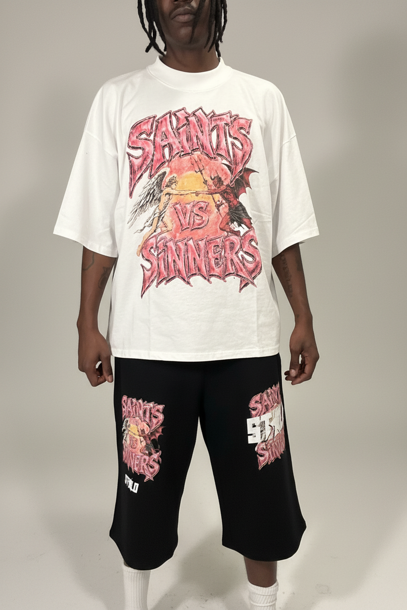 Stolo Clothing Co SAINTS VS SINNERS Oversized Boxy Tee (300GSM)