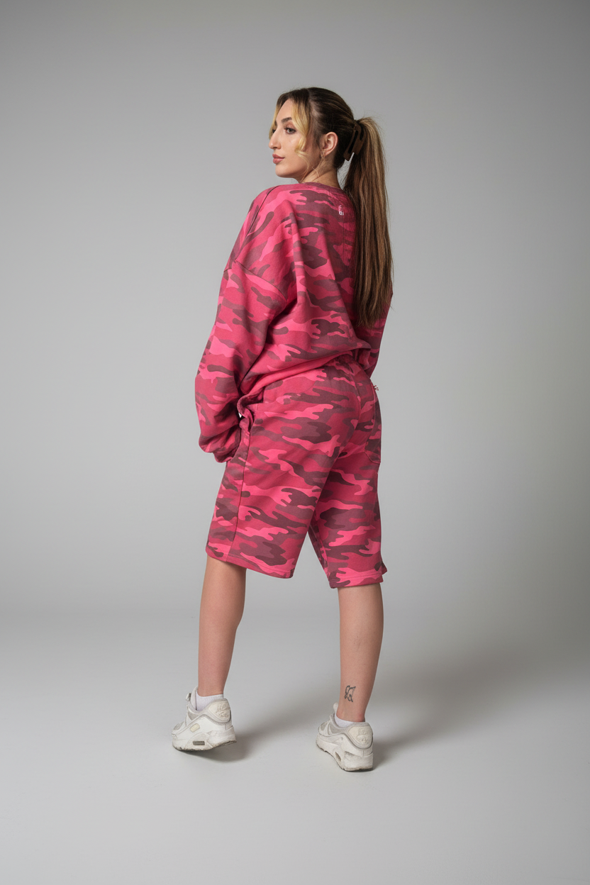 Stolo Clothing Co Starchild ROSE CAMO Cropped Heavyweight Crewneck Sweatshirt (420 GSM)