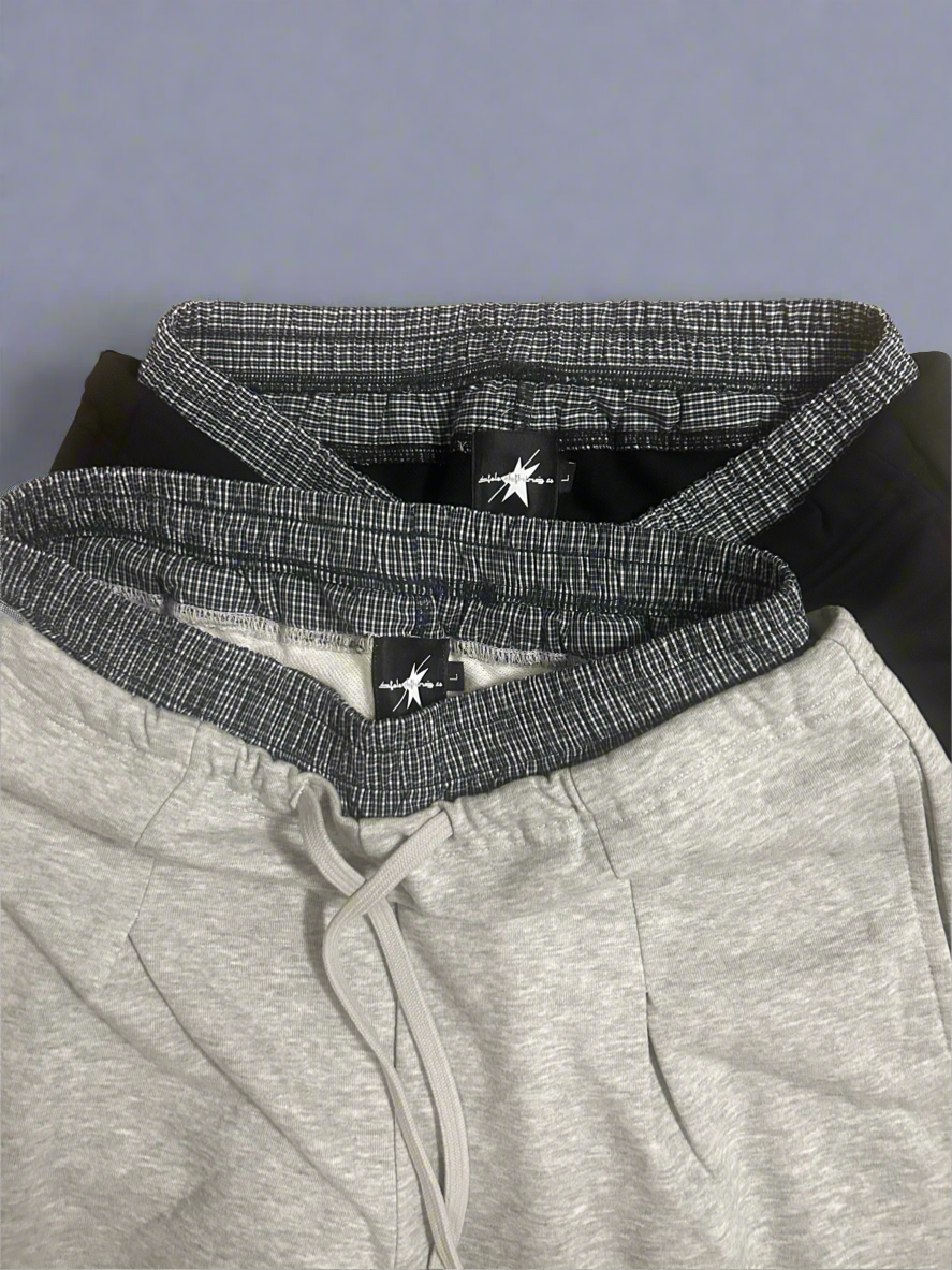 Stolo Clothing Co STARCHILD Double Waist Band Baggy Sweatpants With Plaid Boxers