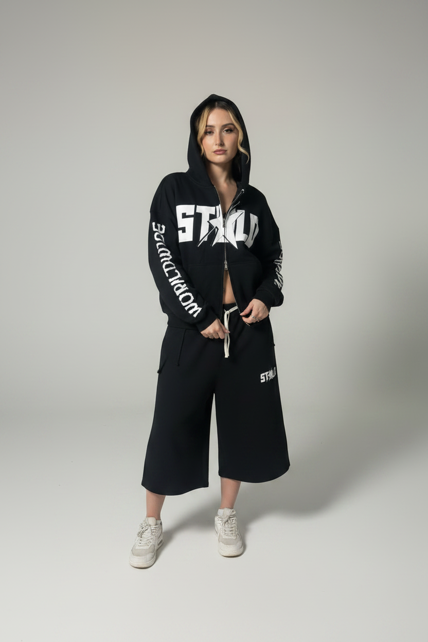 Stolo Clothing Co STARCHILD REBORN X WORLDWIDE Boxy Double Zip-Up Fleece Hoodie (380GSM)