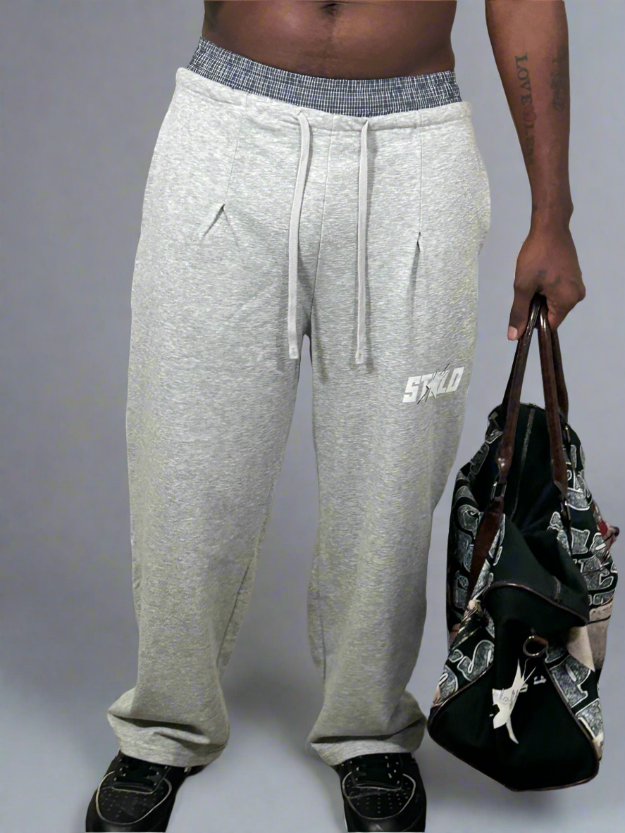 Stolo Clothing Co STARCHILD Double Waist Band Baggy Sweatpants With Plaid Boxers