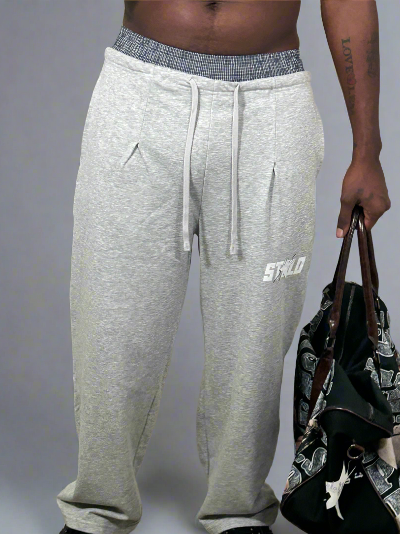 Stolo Clothing Co STARCHILD Double Waist Band Baggy Sweatpants With Plaid Boxers