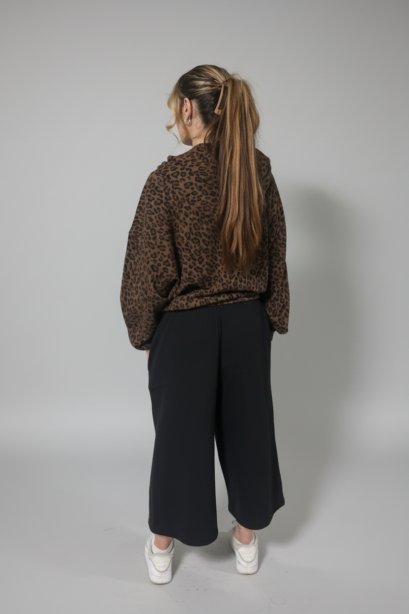 Stolo Clothing Co STARCHILD Leopard Print Waffle Texture Lightweight Double Zip Up Hoodie