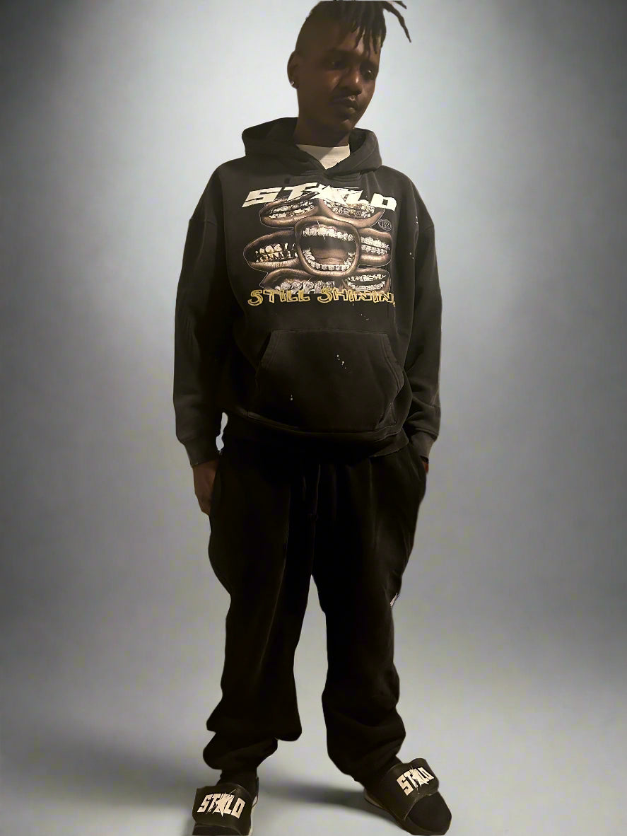 Stolo Clothing Co Still Shining Vintage Washed Hand Frayed Fleece Hoodie