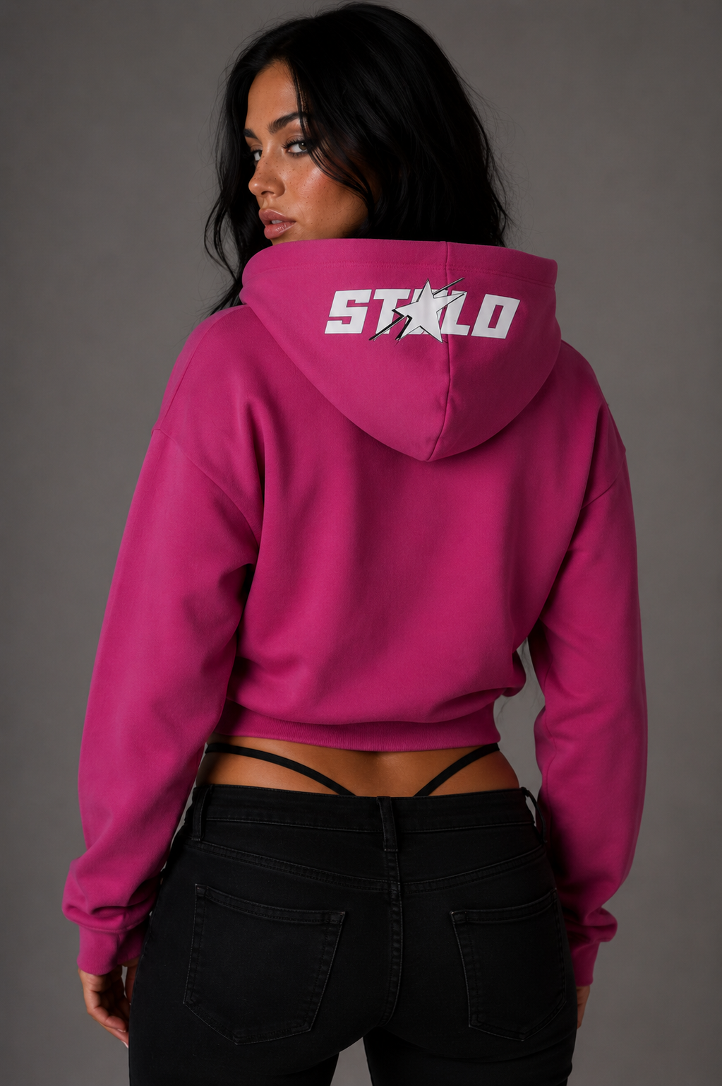 Stolo Clothing Co PREYING NUN Heavyweight Cropped Double Zip-Up Hoodie (460GSM)