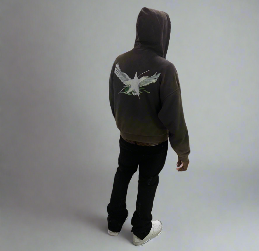 Limited Edition Stolo Clothing Co Birdies Hand-Frayed Pure Cotton Double Zip Up Hoodie