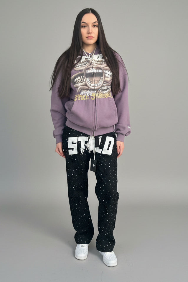 Limited Edition Stolo Clothing Co Still Shining x World Wide Cropped Double-Zip Up Hoodie