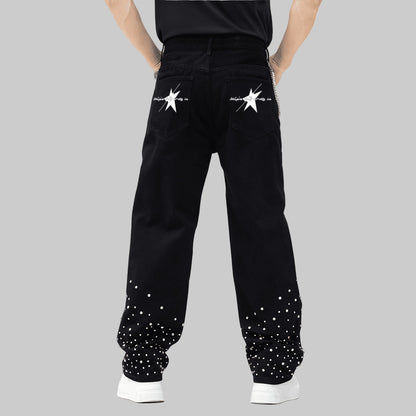 Stolo Clothing Co Essential Rhinestone-Embellished Relaxed Unisex Straight-Leg Jeans
