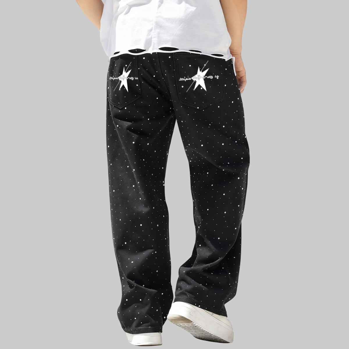 Stolo Clothing Co STARCHILD Unisex Rhinestone Star Loose Straight Jeans