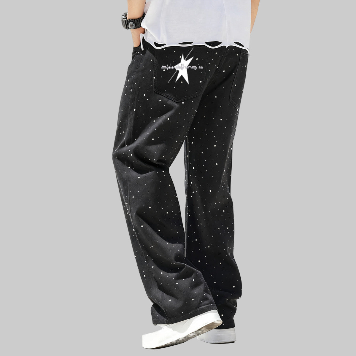 Stolo Clothing Co STARCHILD Unisex Rhinestone Star Loose Straight Jeans