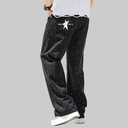Stolo Clothing Co STARCHILD Unisex Rhinestone Star Loose Straight Jeans