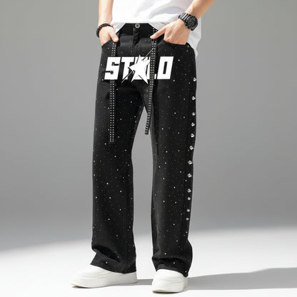 Stolo Clothing Co STARCHILD Unisex Rhinestone Star Loose Straight Jeans