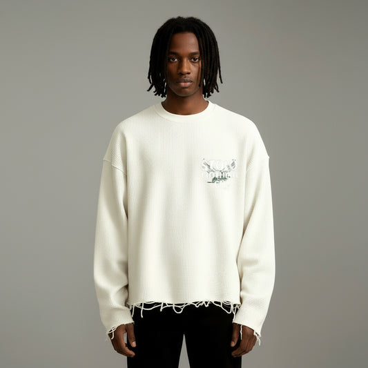 Stolo Clothing Co Birdies Waffle Cropped Long Sleeve Tee