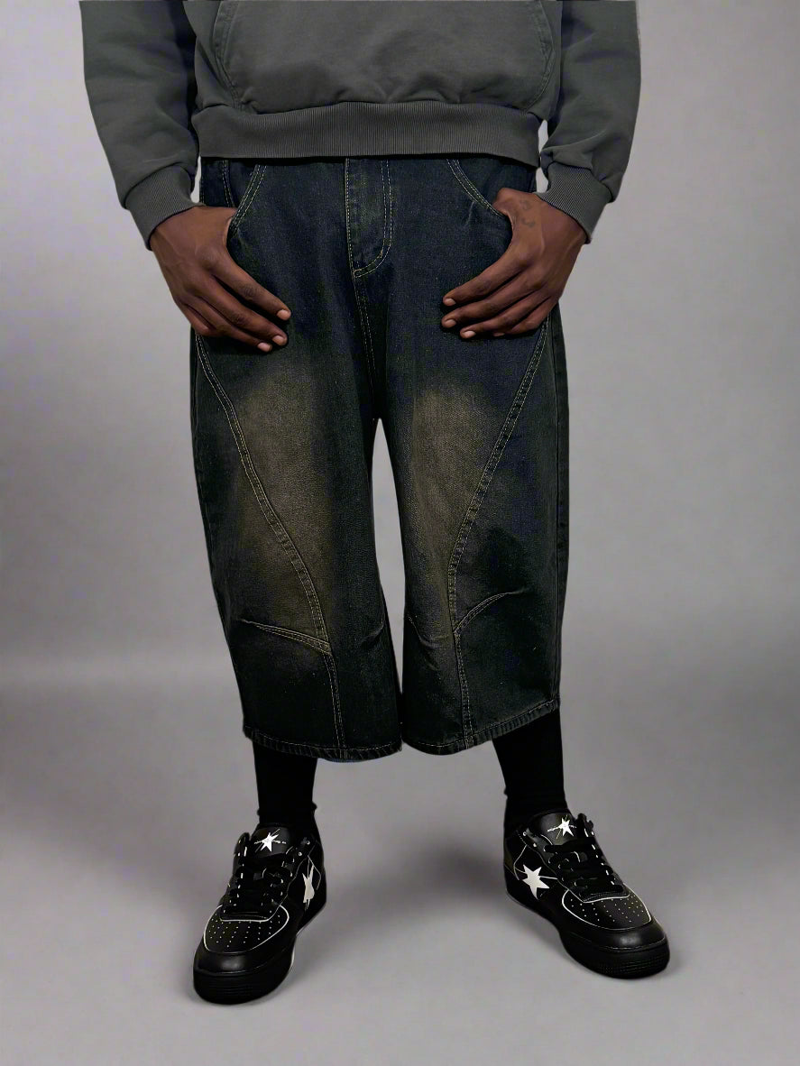 Stolo Clothing Co Essential Unisex Wide-Leg Curved Blade Denim Shorts (JORTS)