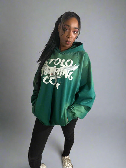 Stolo Clothing Co Birdies Heavyweight Washed Effect Hoodie (Green)