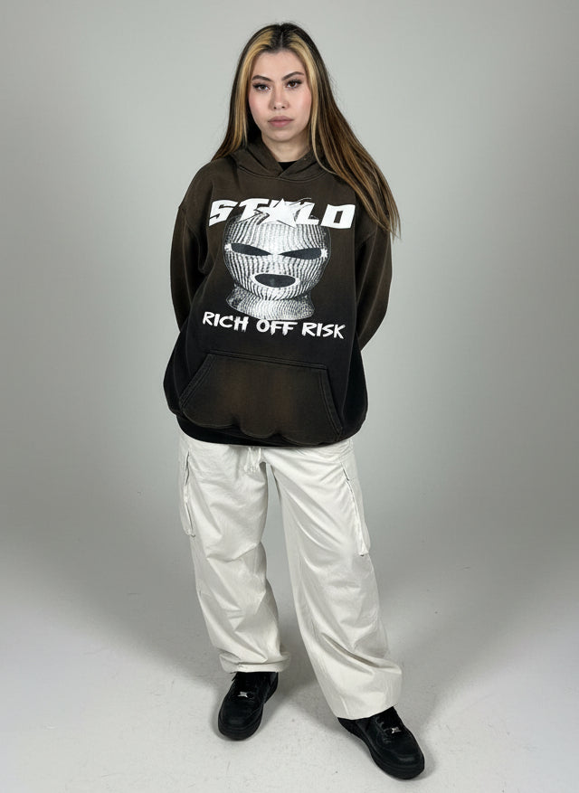 Stolo Clothing Co Rich Off Risk Monkey Washed Dyed Fleece Hoodie