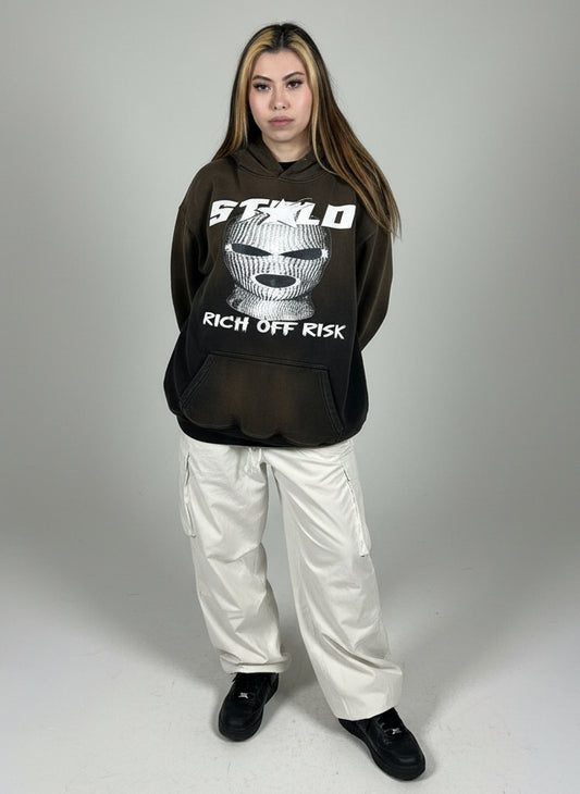 Stolo Clothing Co Rich Off Risk Monkey Washed Dyed Fleece Hoodie