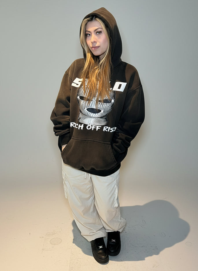 Stolo Clothing Co Rich Off Risk Monkey Washed Dyed Fleece Hoodie