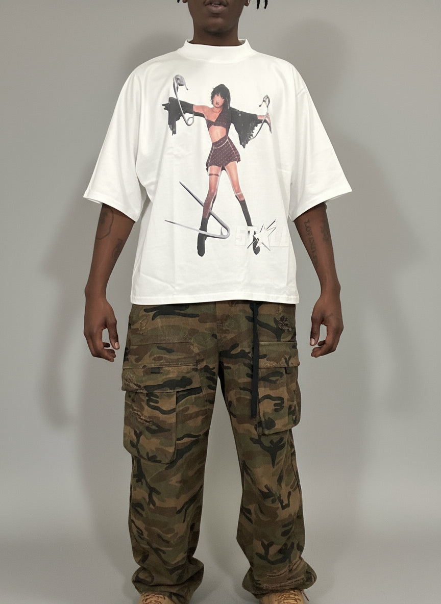 Stolo Clothing Co PAIN PIN Oversized Cropped Boxy Tee