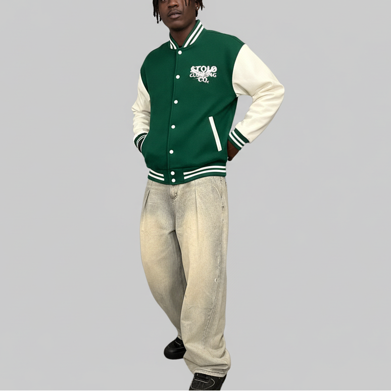 Limited Edition Stolo Clothing Co Birdies Fleece Two-Tone Varsity Jacket