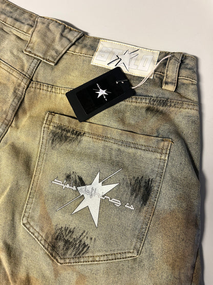 Stolo Clothing Co STARCHILD 1 OF 1 Unisex Dirty Washed Curved Blade Baggy Jeans