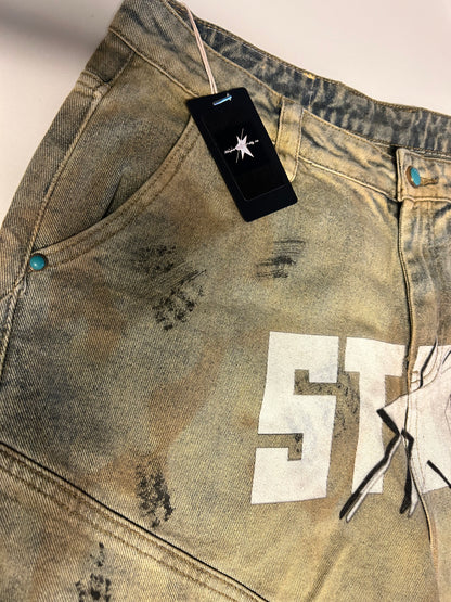 Stolo Clothing Co STARCHILD 1 OF 1 Unisex Dirty Washed Curved Blade Baggy Jeans