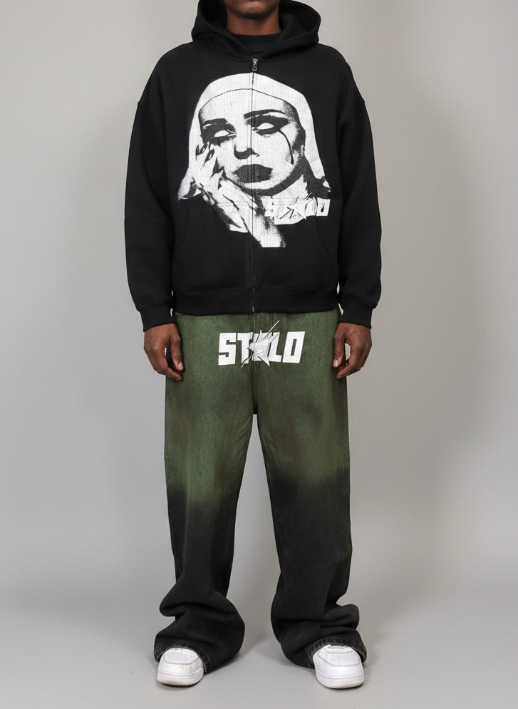 Stolo Clothing Co STARCHILD Aurora Baggy Unisex Faded Green Denim Jeans