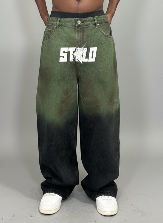 Stolo Clothing Co STARCHILD Aurora Baggy Unisex Faded Green Denim Jeans